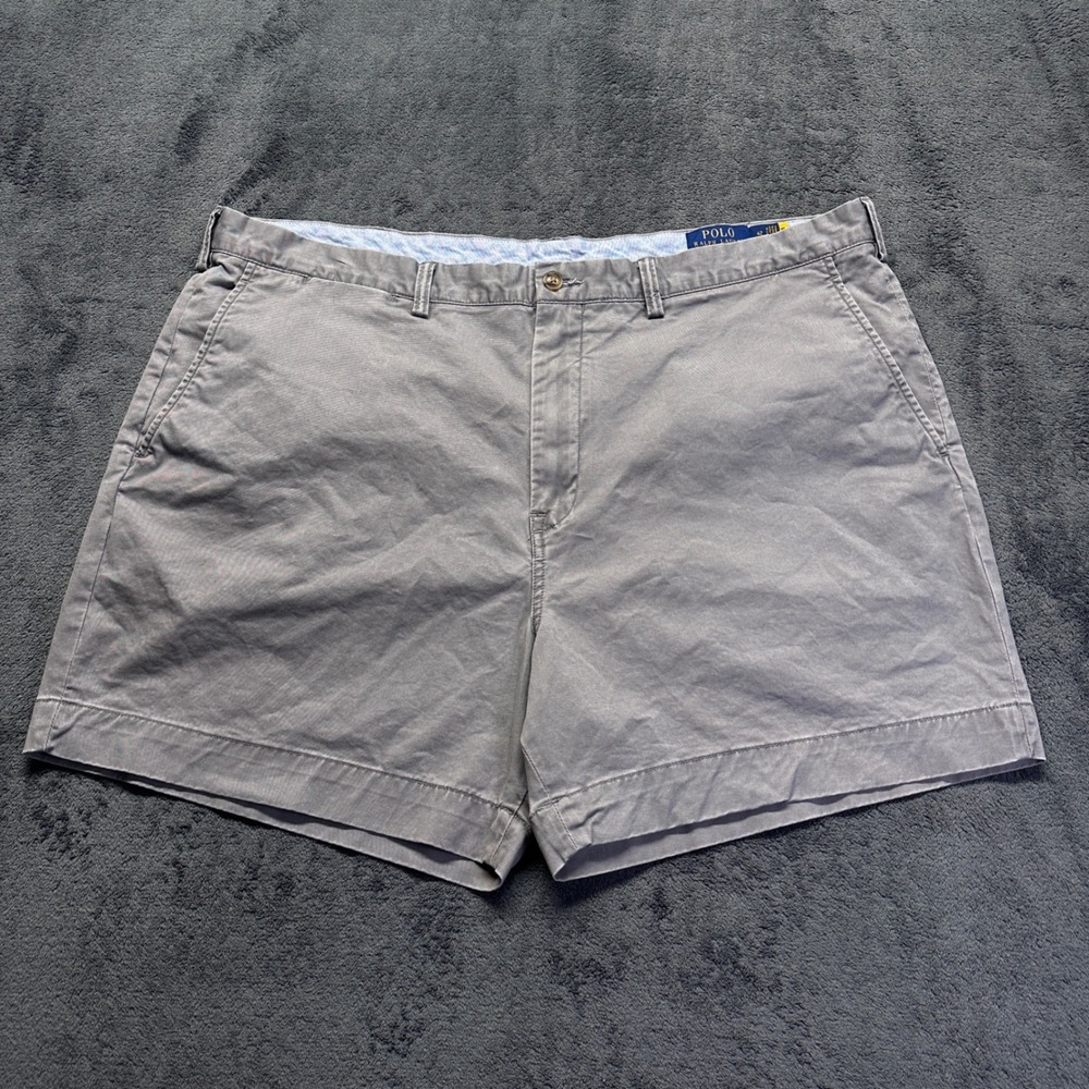 Polo Ralph Lauren Chino Shorts Mens 42 Gray Stretch Classic Fit Twill Preppy 5"